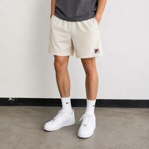 FILA Cream Beige Athletic Shorts Logo Patch Drawstring Men’s Medium